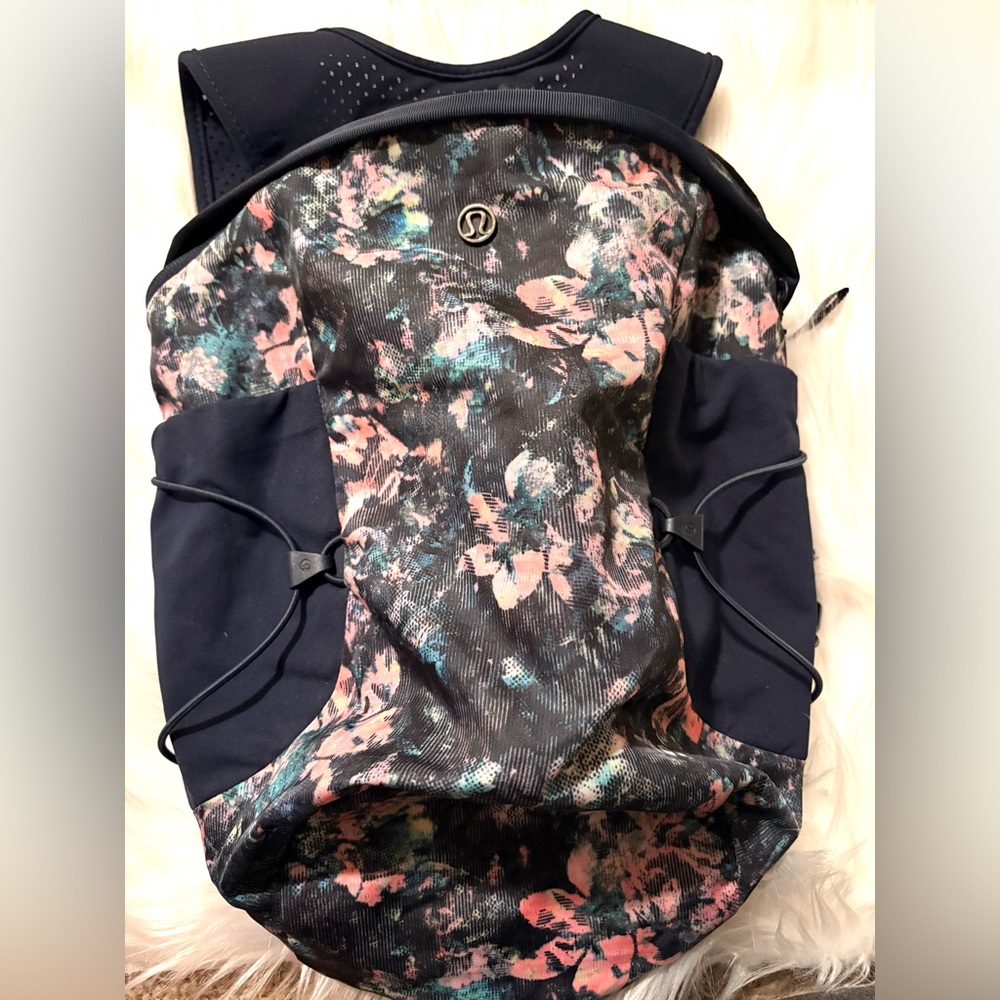 lululemon athletica Floral Black Active Backpack - Navy & Pink Accents